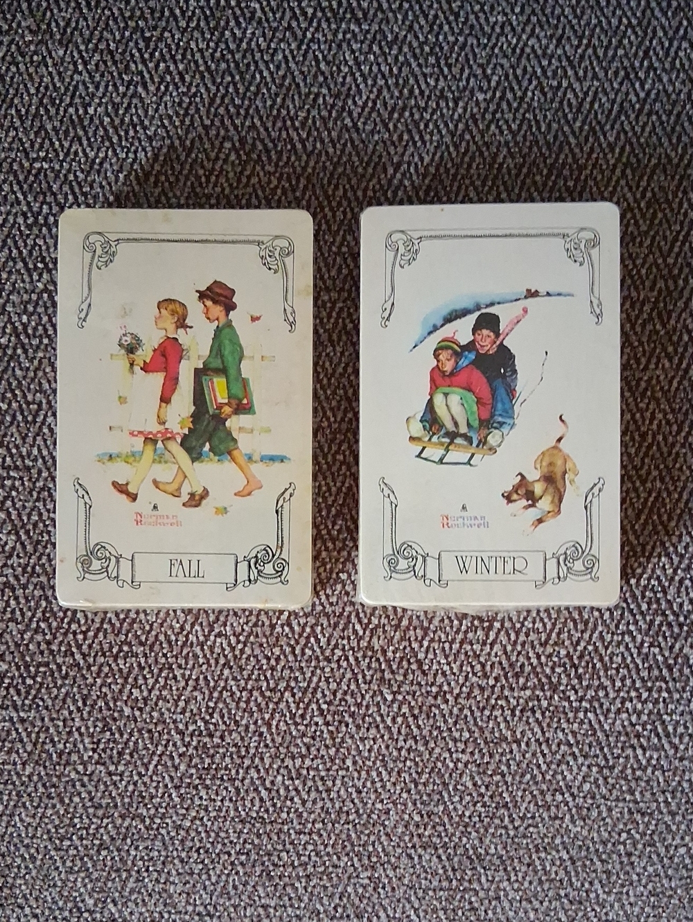 NEW, Vintage 1970s Norman Rockwell Fall and Winter Playing Cards